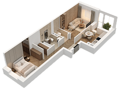 2-комнатная, 53.82м²