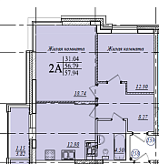 2-комнатная, 57.94м²