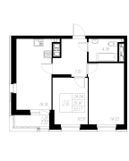 2-комнатная, 53.17м²