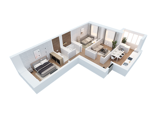 3-комнатная,68.13 м² в ЖК Радужный-2