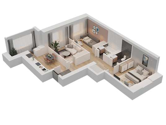 3-комнатная,72.93 м² в ЖК Радужный-2