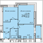 2-комнатная, 58.26м²