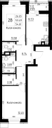 2-комнатная, 54.61м²