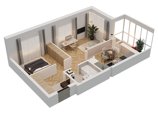 2-комнатная,51.68 м² в ЖК Династия