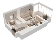 1-комнатная, 24.12м²