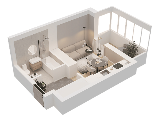 1-комнатная,24.12 м² в ЖК Династия