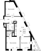 3-комнатная, 70.67м²