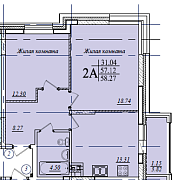 2-комнатная, 58.27м²