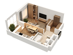 1-комнатная, 37.16м²