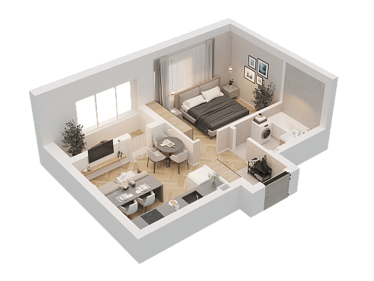 1-комнатная,36.62 м² в ЖК Династия