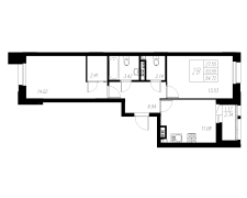 2-комнатная, 54.72м²