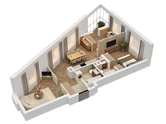 3-комнатная, 71.09м²