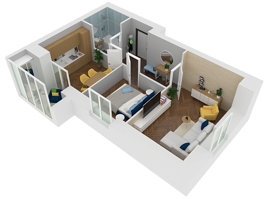 2-комнатная,50.25 м² в ЖК Радужный-2