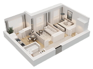 2-комнатная, 47.21м²