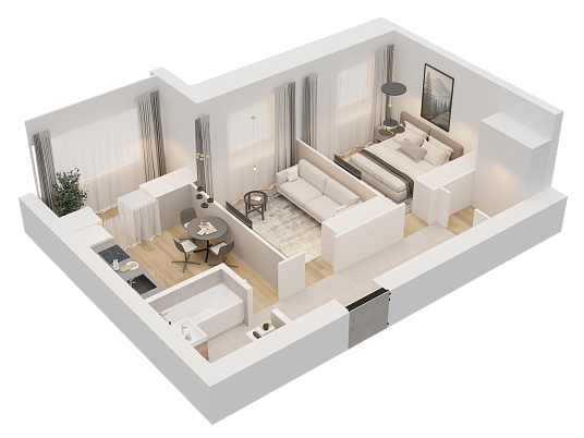 2-комнатная,47.21 м² в ЖК Радужный-2
