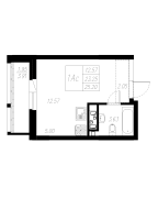 1-комнатная, 25.2м²