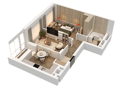 2-комнатная, 48.31м²
