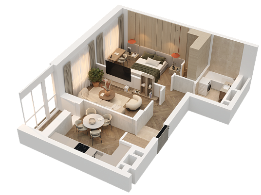 2-комнатная,48.31 м² в ЖК Статный