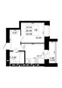 1-комнатная, 30.08м²