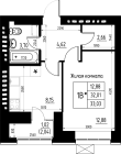 1-комнатная, 33.03м²