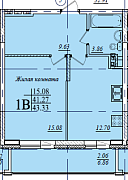 1-комнатная, 43.33м²