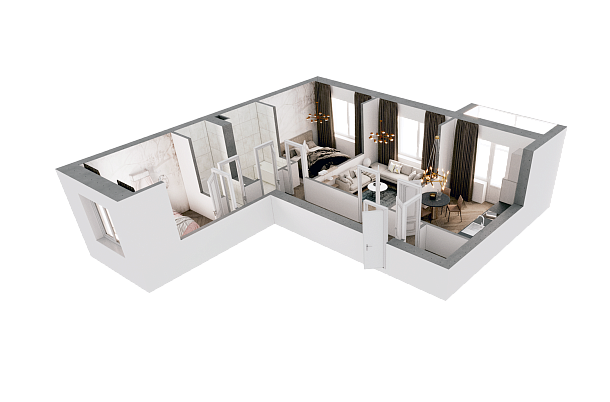 3-комнатная,70.69 м² в ЖК Радужный-2