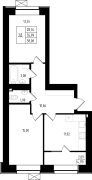 2-комнатная, 58.08м²