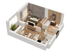 1-комнатная, 35.42м²