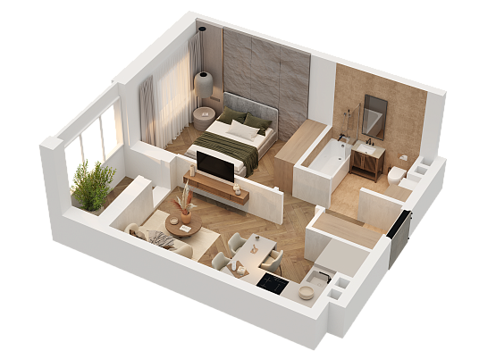 1-комнатная,36.52 м² в ЖК Статный