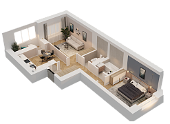 2-комнатная, 56.77м²