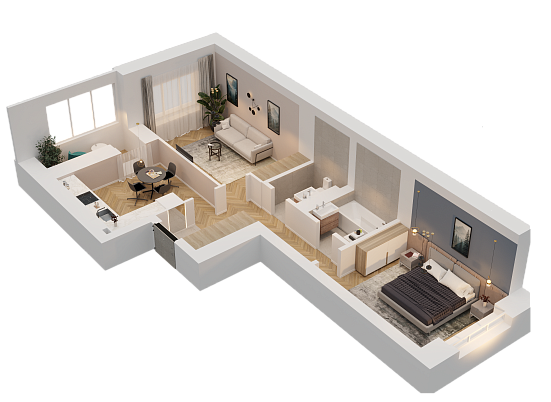 2-комнатная,56.77 м² в ЖК Династия