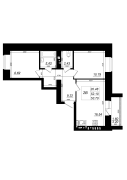 2-комнатная, 53.7м²