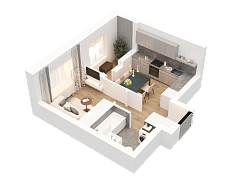 1-комнатная, 29.46м²