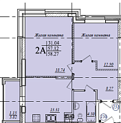 2-комнатная, 58.27м²