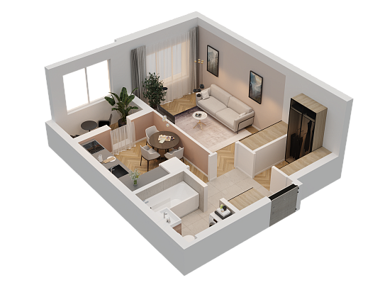 1-комнатная,35.73 м² в ЖК Династия