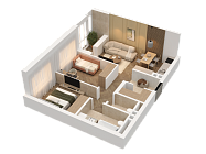 2-комнатная, 54.56м²