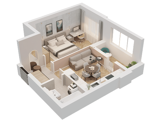 1-комнатная,33.27 м² в ЖК Династия