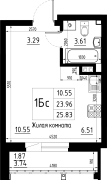 1-комнатная, 25.83м²