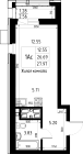 1-комнатная, 27.97м²