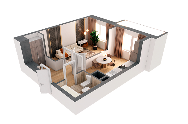 1-комнатная,39.55 м² в ЖК Мечта