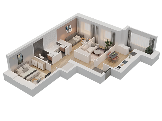 3-комнатная,72.93 м² в ЖК Радужный-2