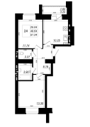2-комнатная, 51.24м²