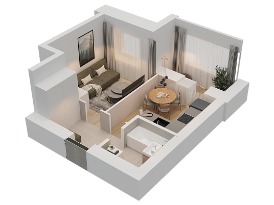 1-комнатная,31.93 м² в ЖК Радужный-2