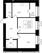 2-комнатная, 52.9м²