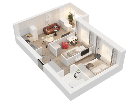 2-комнатная,54.82 м² в ЖК Радужный-2