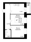 2-комнатная, 53.64м²