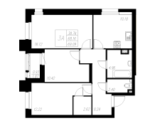 3-комнатная, 69.09м²