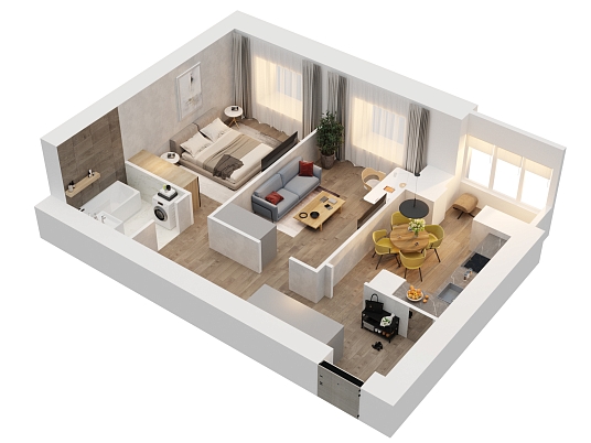 2-комнатная,54.95 м² в ЖК Радужный-2