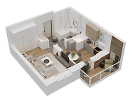 1-комнатная, 35.84м²