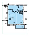 1-комнатная, 40.84м²